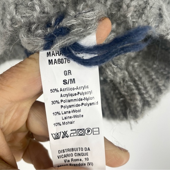 VICARIO CINQUE CREW-NECK MOHAIR SWEATER STRIPES GREY MARADA S/M oversized fit - Picture 5 of 12